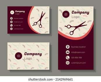 Barbershop service digital business card template, modern haircut corporate marketing advertisement, cutting barber scissors online invitation card, abstract flyer, creative banner design, isolated