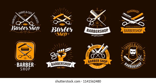Barbershop, set of labels or emblems. Vector