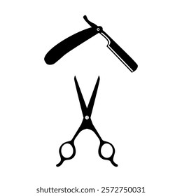 barbershop, set of logo icons of hair cutting tools, vector, scissors, hair cutting vector, hair razor, hair salon, barber, haircut, cut, beauty