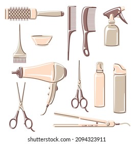 Barbershop set of professional hairdressing tools. Haircutting items.