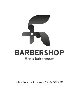 Barbershop sign, men's hairdresser, bearded man side view, profile