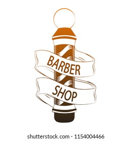 Barbershop sign with ribbon banner orange lines