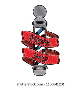 Barbershop sign with ribbon banner scribble