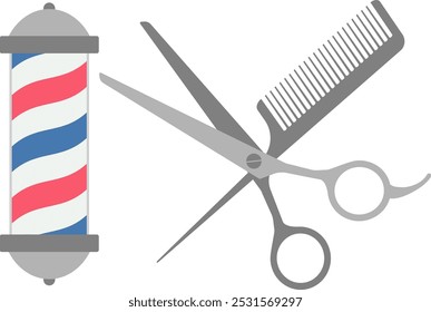 Barbershop Sign Scissor and Comb Illustration. Vector Icon Element.