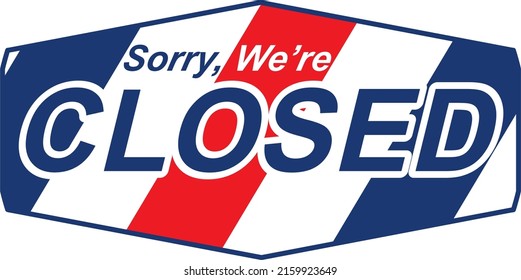Barbershop Sign Sorry We Are Closed  Isolated Vector Illustration 