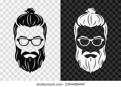Barbershop silhouette icon, vector glyph sign. Hairdresser symbol isolated on dark and light transparent backgrounds. Salon