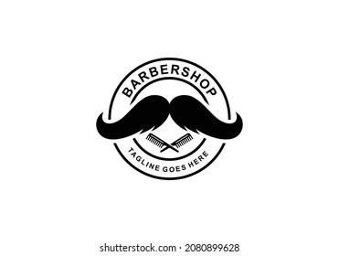 Barbershop simple flat logo vector