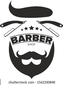 Barbershop simple minimalist logo design with elegant ornament. Barber shop logo Vector