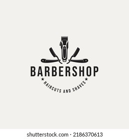 Barbershop simple minimalist logo design, vector illustration