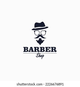 Barbershop simple minimalist logo design with elegant ornaments