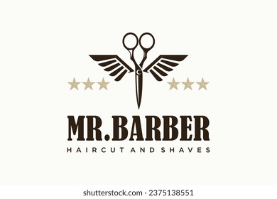 Barbershop simple minimalist logo design with elegant ornament