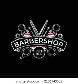 Barbershop simple vintage elegant logo template