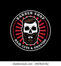 Barbershop skull logo design template