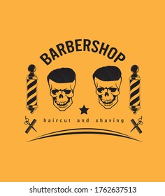 barbershop skull vintage vector logo