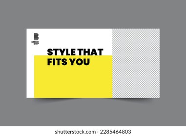 Barbershop Social Media Banner template. Marketing Materials | Post, Cover | Instant Download, Editable Design