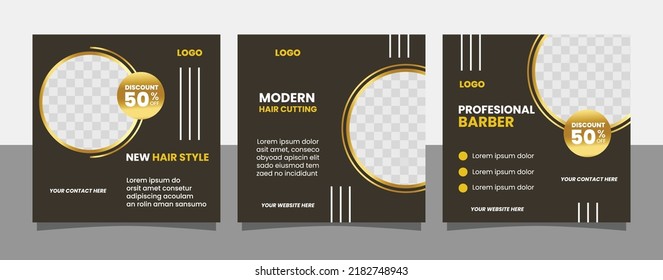Barbershop social media post template premium vector