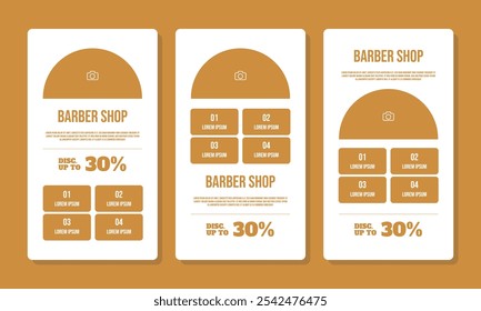 barbershop social media template for story or reel on brown color