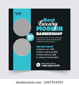 Barbershop square flyer social media post or instagram banner template