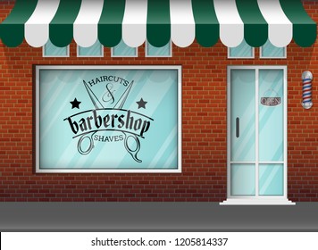 Barbershop storefront building background