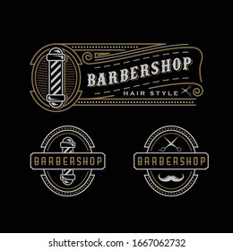 Diseño del logotipo de la colección de plantillas de barbershop.