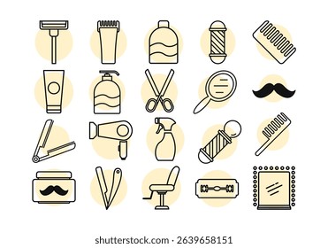 Barbershop Tools Icon Element Set