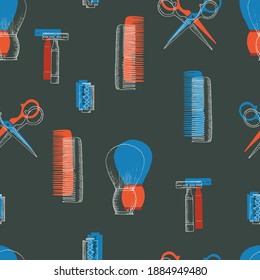 Barbershop Tools Vektor-Nahtloses Muster