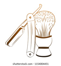 Barbershop utensils isolated orange lines