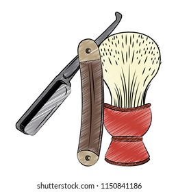 Barbershop utensils isolated scribble