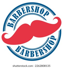 Barbershop vector circle emblem on white background