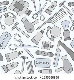 Barbershop - Vector color background (seamless pattern) of beauty salon for graphic design