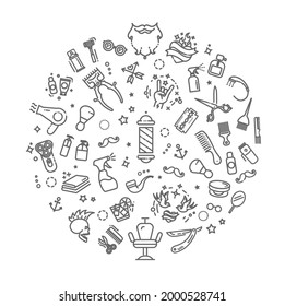 Barbershop vector icons set. Vector illustration