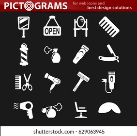 barbershop vector icons for user interface design