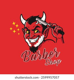 barbershop vector red devil ready eps 10 format 