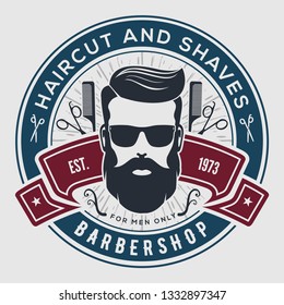 Barbershop vintage label, badge, or emblem. Vector illustration