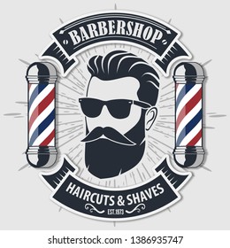 Barbershop vintage label, badge, or emblem. Vector illustration