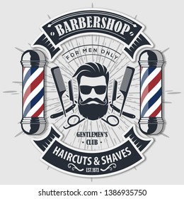 Barbershop vintage label, badge, or emblem. Vector illustration