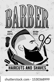 Barbershop vintage label, badge, or emblem. Vector illustration