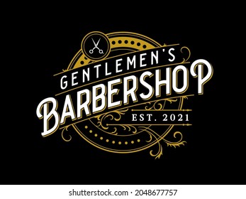 Logo ornamental con letras vintage de Barbershop