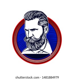 barbershop vintage logo concept with a vintage color tone 