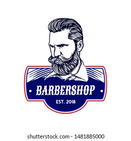 barbershop vintage logo concept with a vintage color tone 