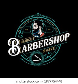 Barbershop vintage logo design template