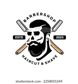 Barbershop vintage logo design template