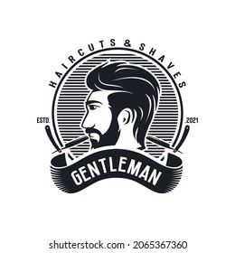 Barbershop vintage logo design vector
