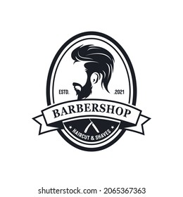 Barbershop vintage logo design vector
