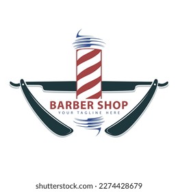 Barbershop vintage logo. Shaving and pole sign.