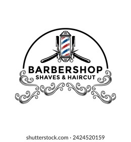 Barbershop vintage Logo template on isolated white background