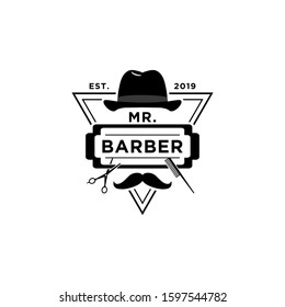 Barbershop Vintage Logo Template Vector Illustration