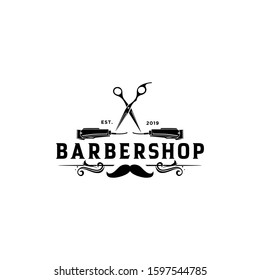 Barbershop Vintage Logo Template Vector Illustration