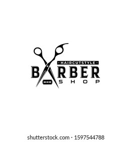 Barbershop Vintage Logo Template Vector Illustration