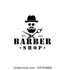 Barbershop Vintage Logo Template Vector Illustration